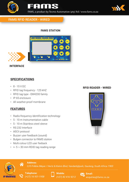 FAMS RFID Reader & Receiver - Wireless